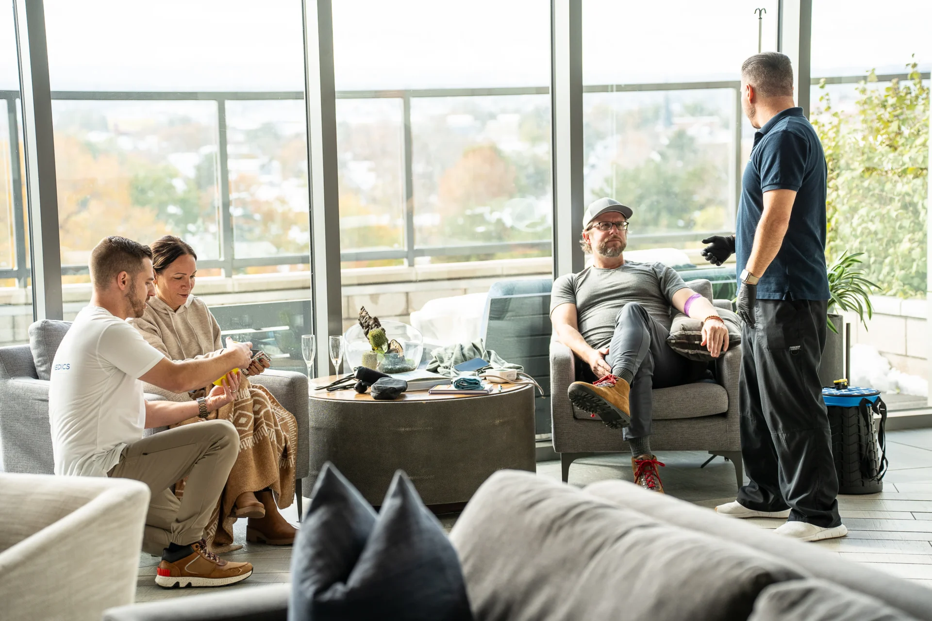 Specialists educating clients on what to expect during IV therapy