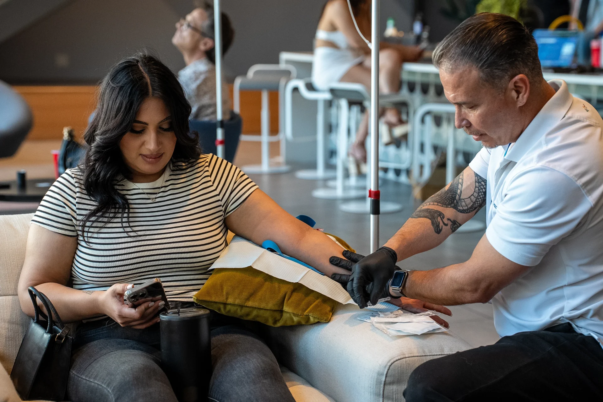 IV Therapy Patient Relaxing With Drip